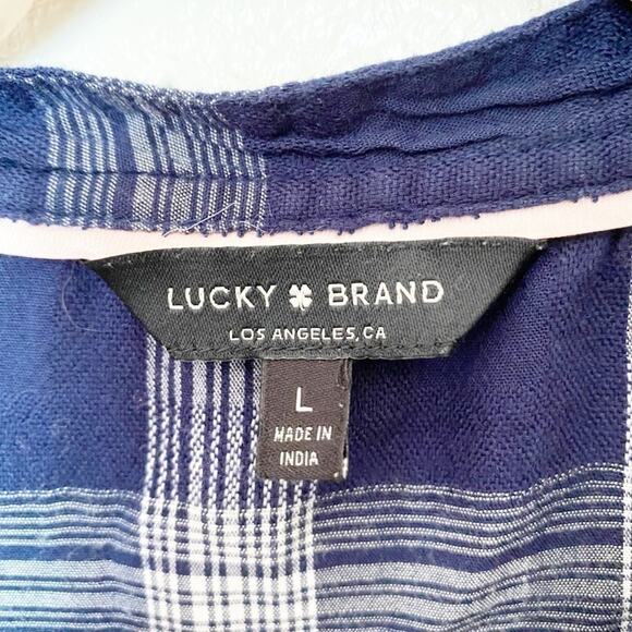 Lucky Brand Blue Plaid Long Sleeve Button-Down Shirt Size L - Picture 2 of 6